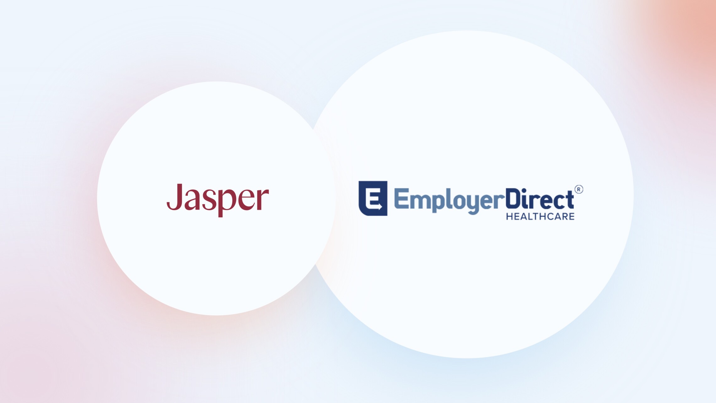 Jasper logo and Employer Direct Healthcare logo in two white circles