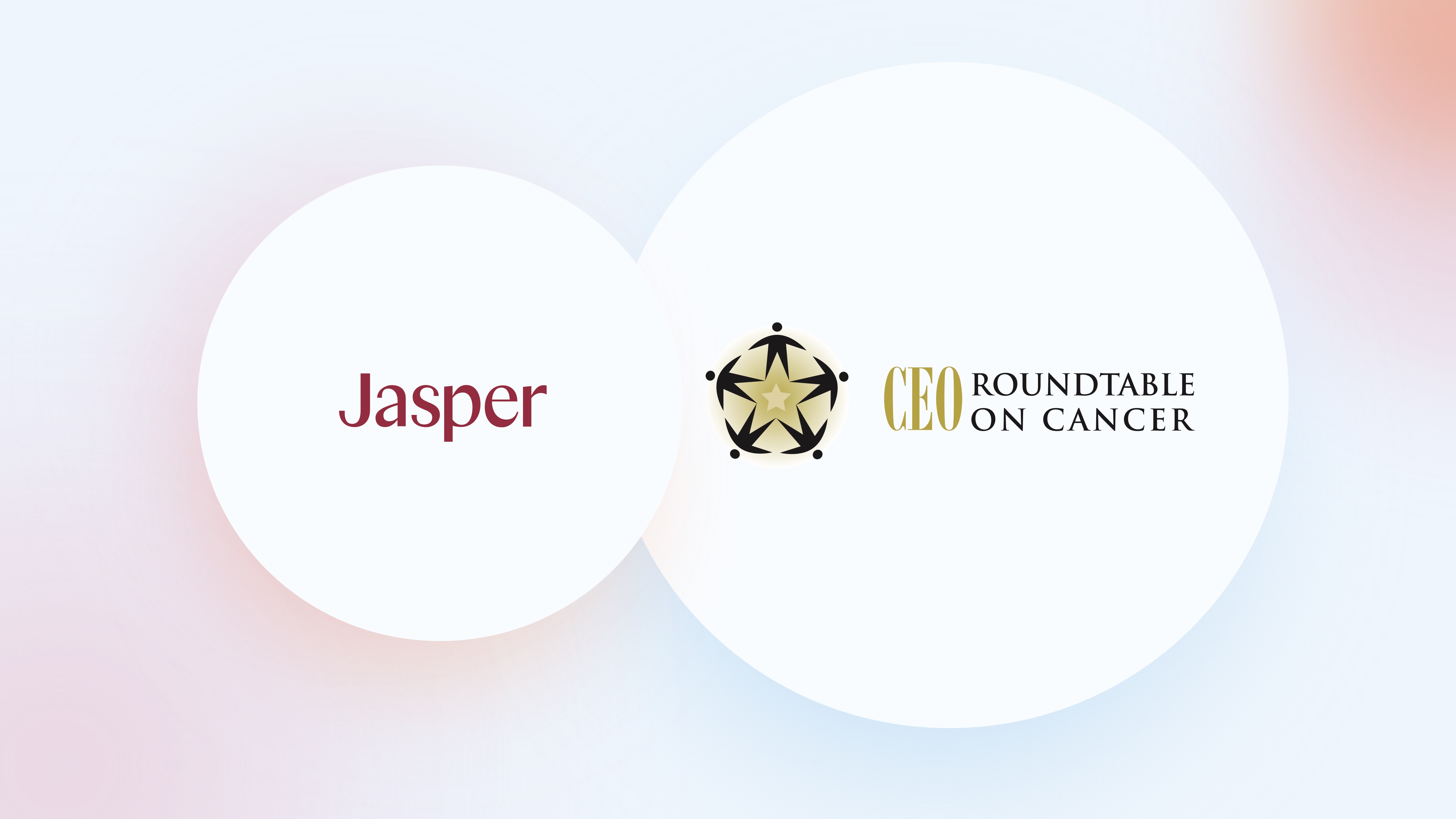 Jasper logo and CEO Roundtable of Cancer logo in two white circles
