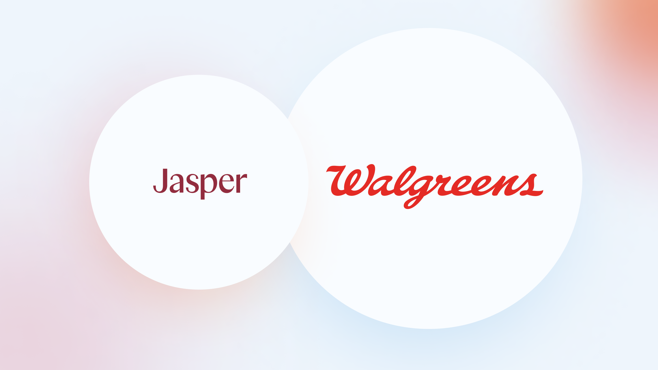 Jasper logo and Walgreens logo in two white circles