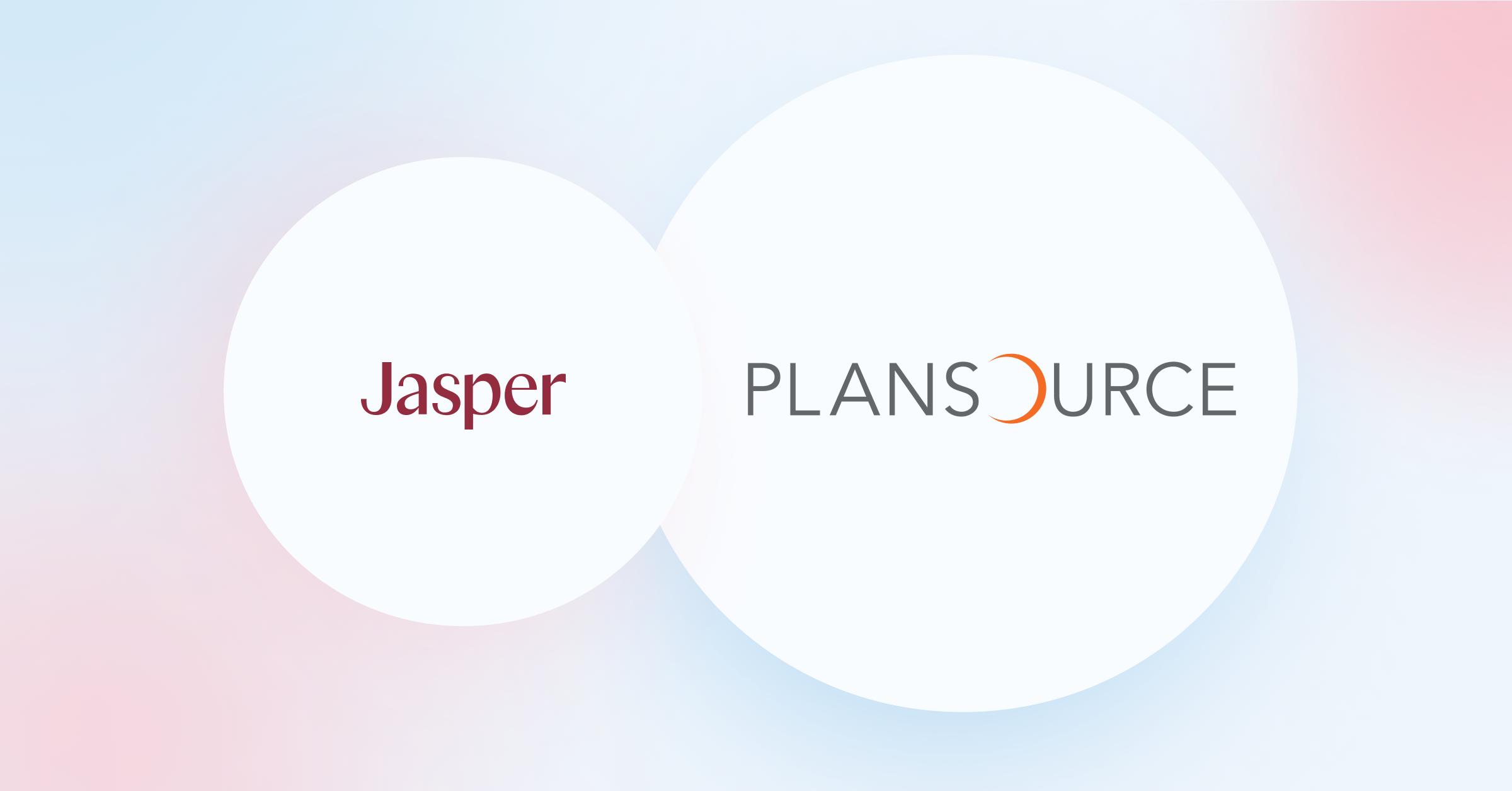 Jasper logo and Plansource logo within two white circles