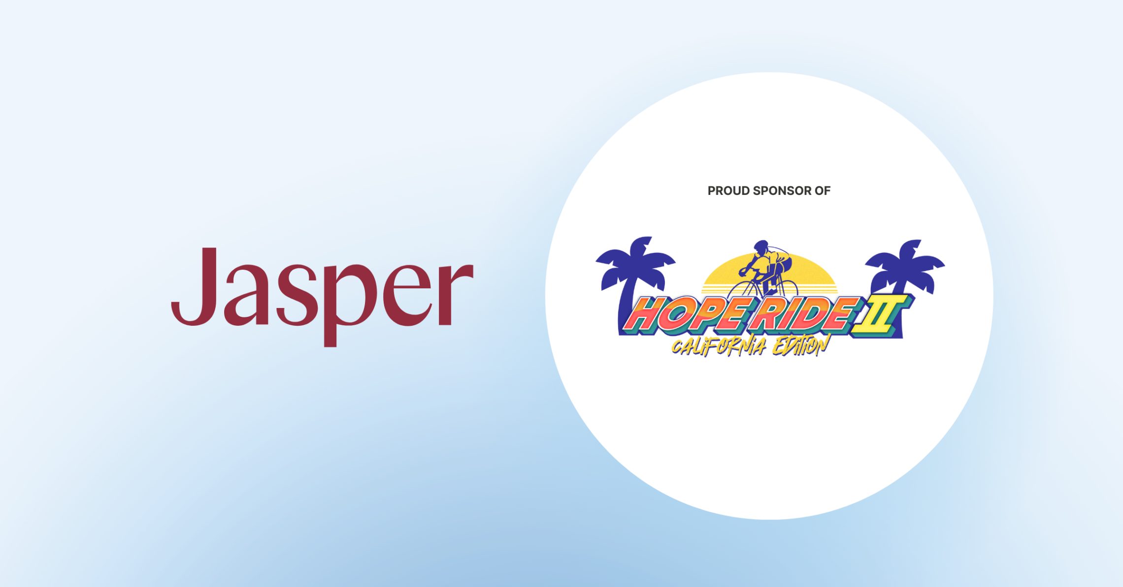 Jasper logo with Proud Sponsor Of subtitle with Hope Ride II California Edition logo