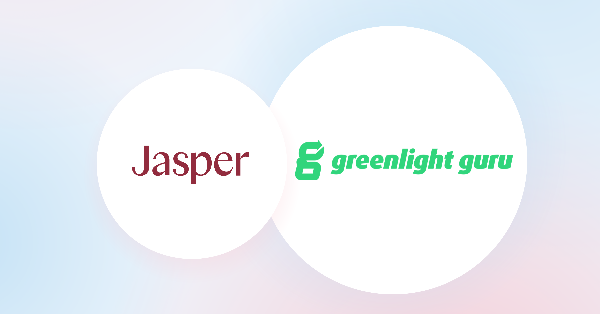Jasper and green light guru logos in two circles next.